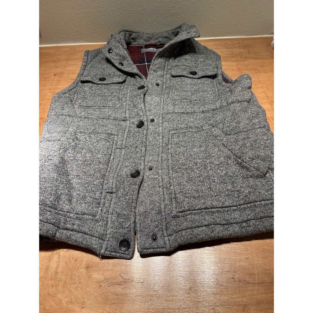 BKE Buckle Mens Puffer Vest Grey Insulated Sleeveless Vest Jacket Size L